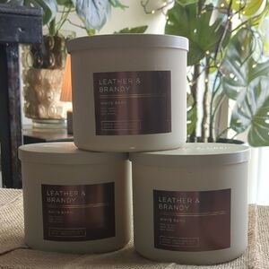 🌹BBW White Barn Leather & Brandy Candles (Set of 3)